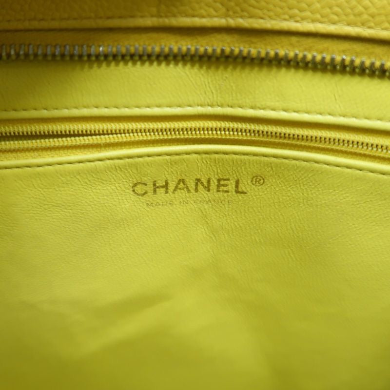 CHANEL Hilton Replica Tote Bag, Yellow Caviar Leather, Gold Hardware with Medallion