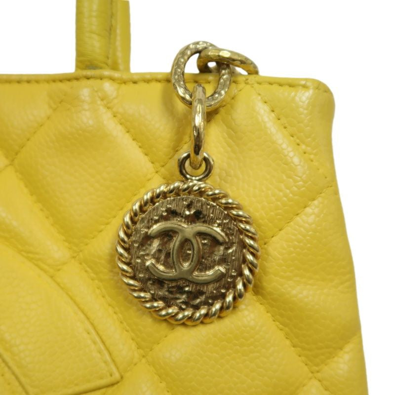 CHANEL Hilton Replica Tote Bag, Yellow Caviar Leather, Gold Hardware with Medallion
