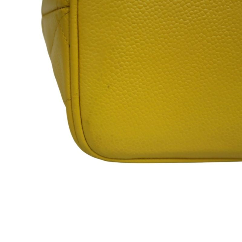 CHANEL Hilton Replica Tote Bag, Yellow Caviar Leather, Gold Hardware with Medallion
