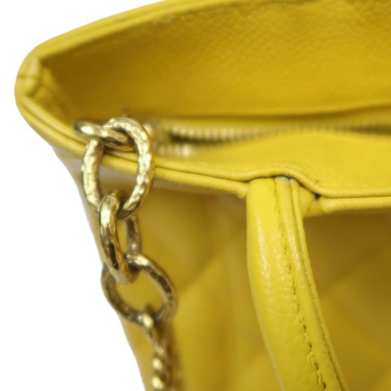 CHANEL Hilton Replica Tote Bag, Yellow Caviar Leather, Gold Hardware with Medallion