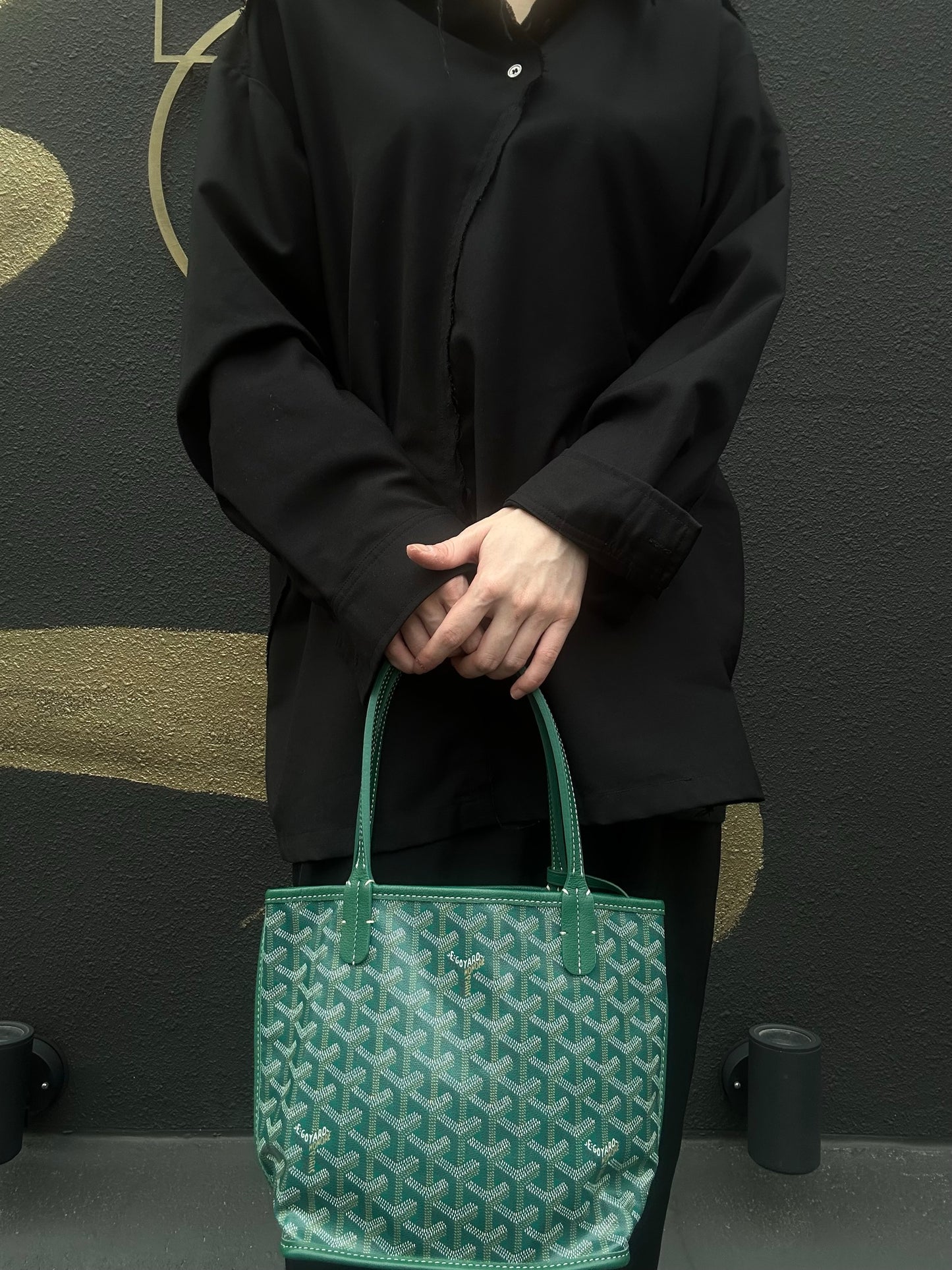 GOYARD green classic pattern PVC basket-style shoulder bag