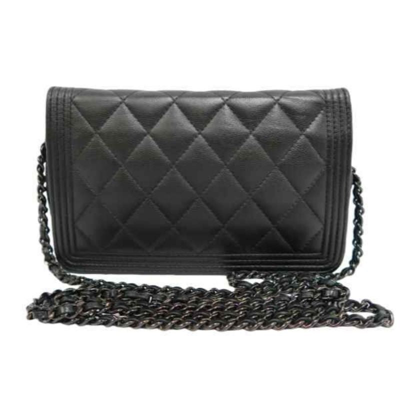 CHANEL Boy Quilted Shoulder Bag, Caviar Leather, Black, Black-Tone Hardware