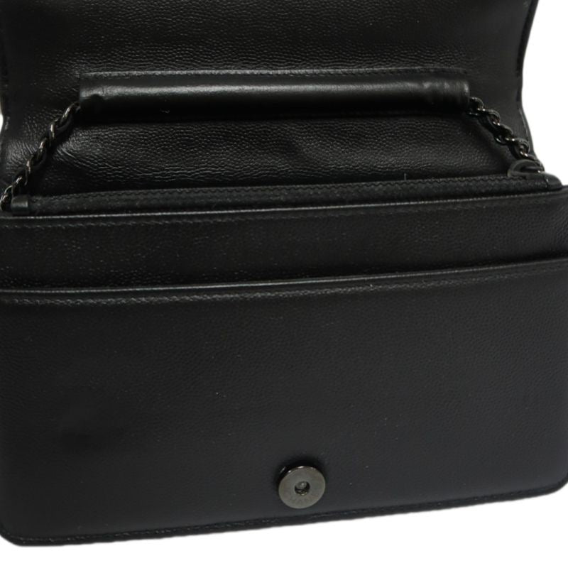 CHANEL Boy Quilted Shoulder Bag, Caviar Leather, Black, Black-Tone Hardware