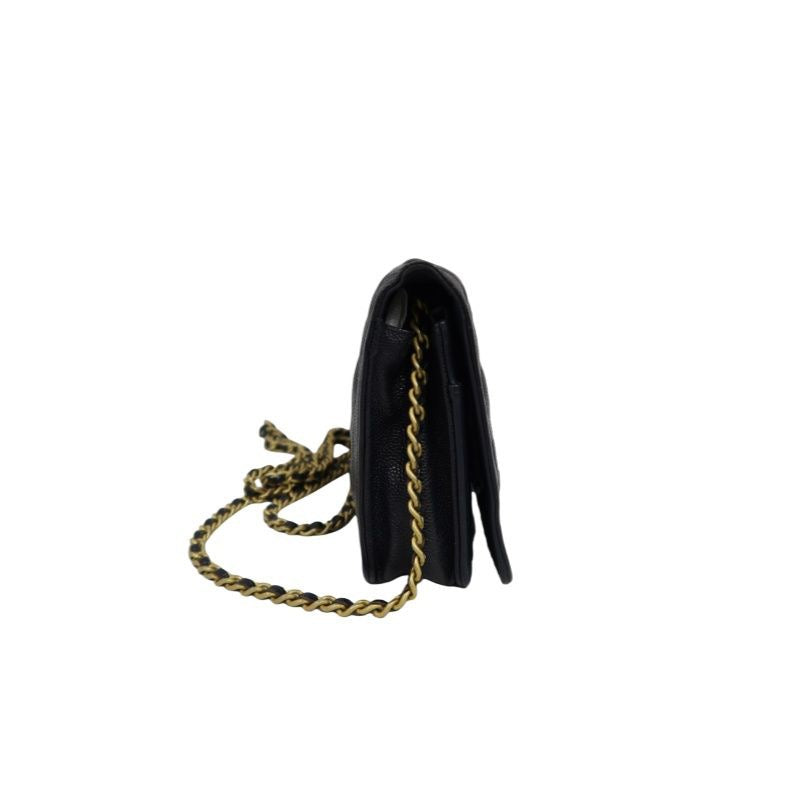 CHANEL Boy Quilted Shoulder Bag, Caviar Leather, Navy, Gold-Tone Hardware