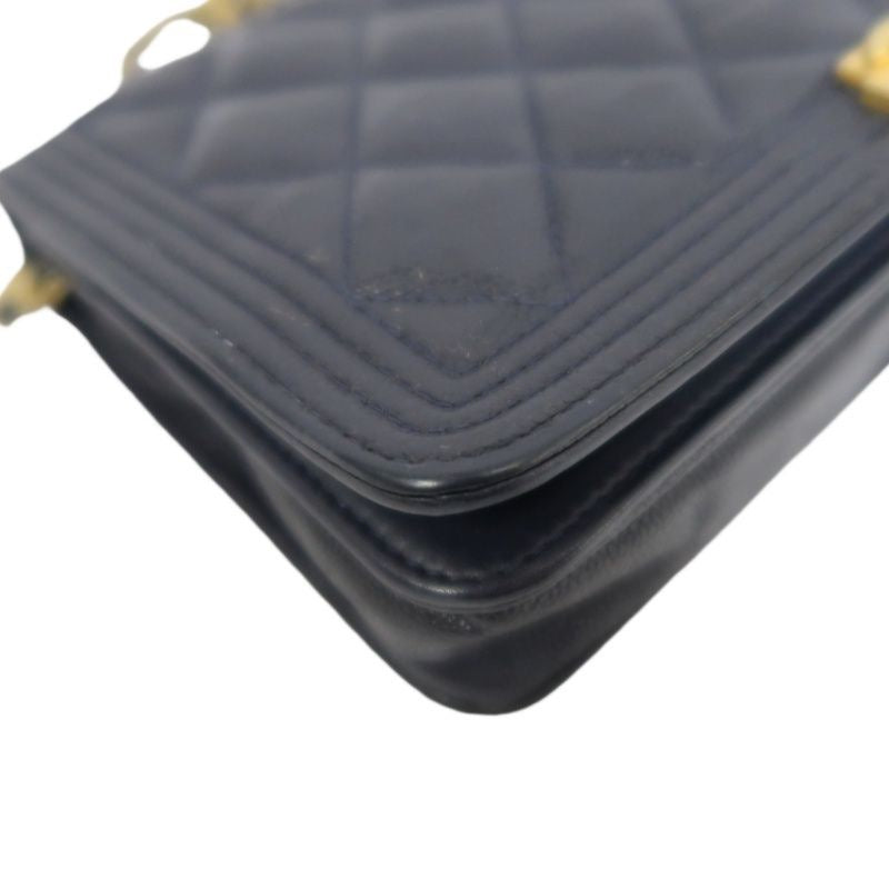 CHANEL Boy Quilted Shoulder Bag, Caviar Leather, Navy, Gold-Tone Hardware