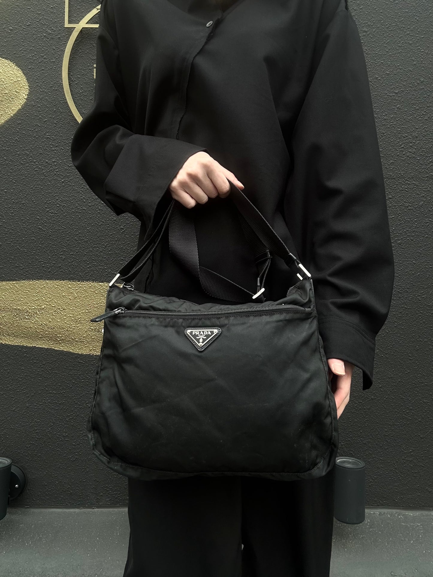 PRADA Black Nylon Crossbody Bag