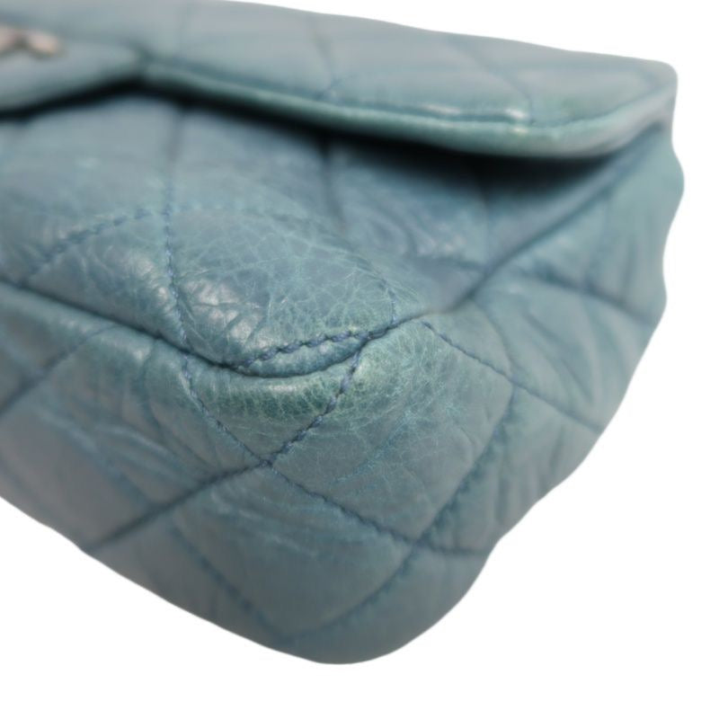 CHANEL Quilted Shoulder Bag, Waxed Leather, Blue, With Guarantee Card