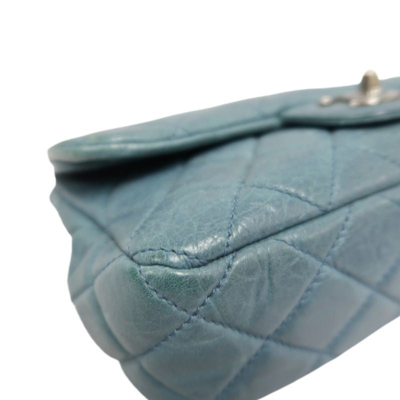 CHANEL Quilted Shoulder Bag, Waxed Leather, Blue, With Guarantee Card