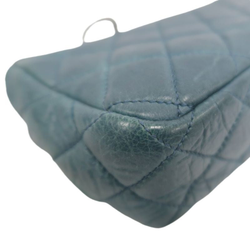 CHANEL Quilted Shoulder Bag, Waxed Leather, Blue, With Guarantee Card
