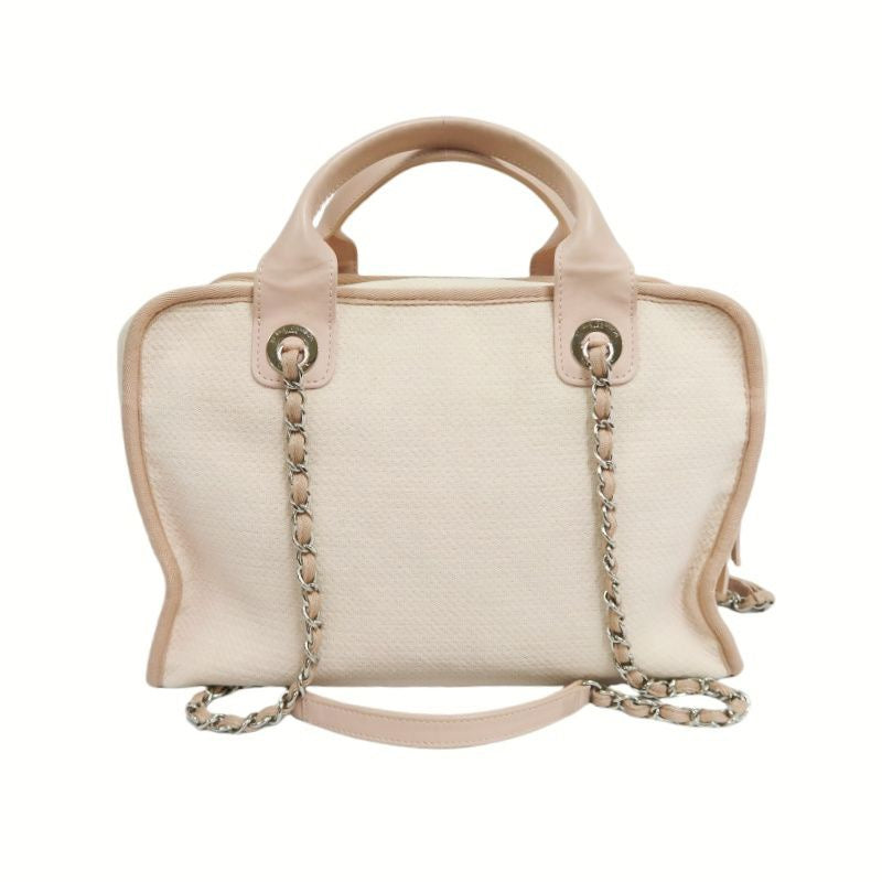 CHANEL Deauville Bowling Bag, Pink Canvas, With Guarantee Card
