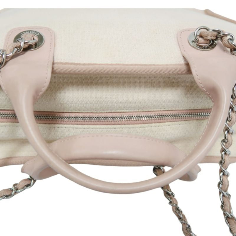 CHANEL Deauville Bowling Bag, Pink Canvas, With Guarantee Card