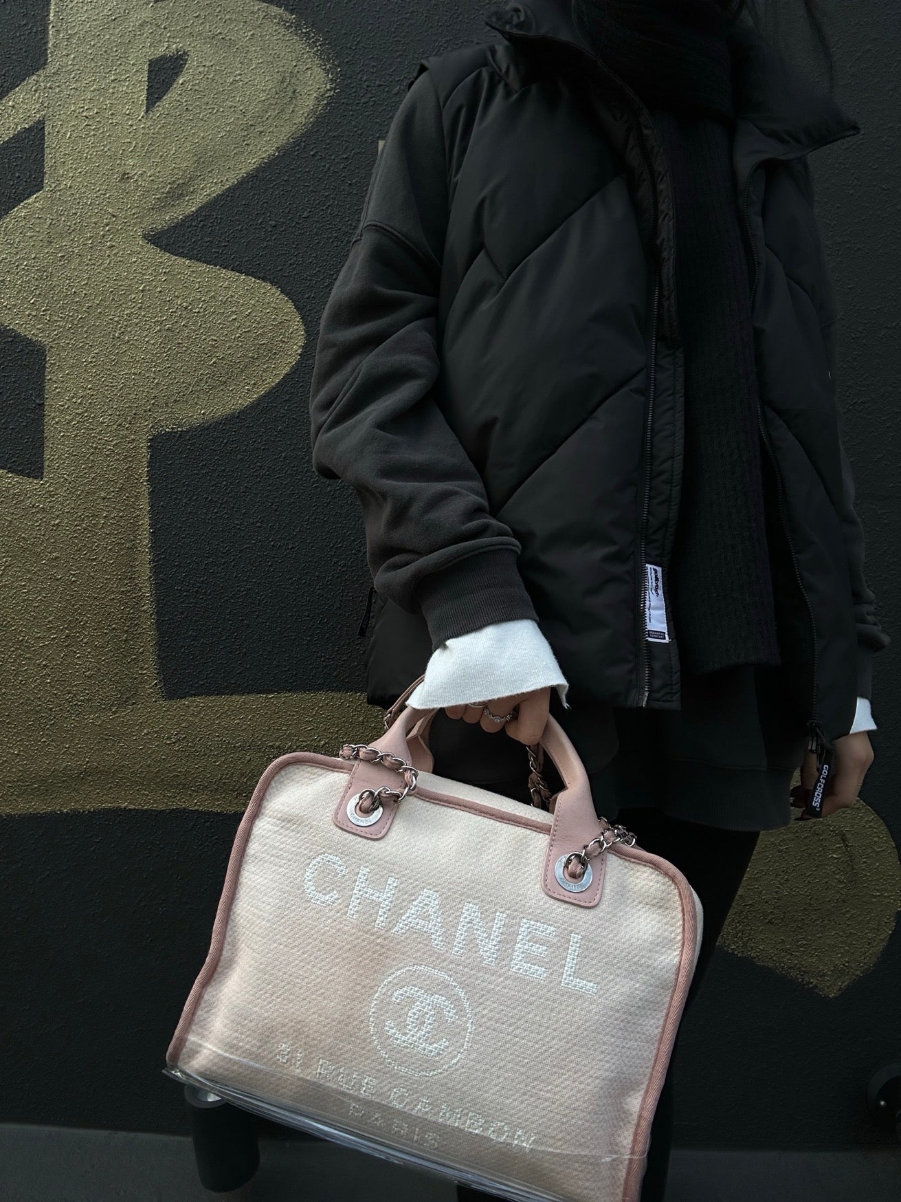CHANEL Deauville Bowling Bag, Pink Canvas, With Guarantee Card