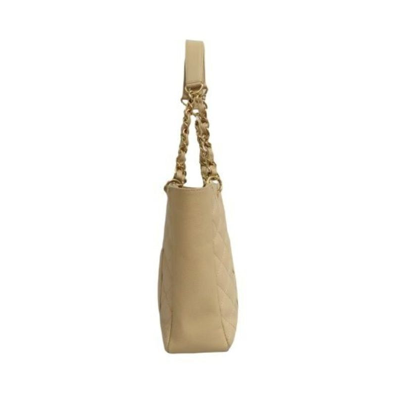 CHANEL Caviar Leather GST Tote Bag, Milk Tea Beige with Gold-Tone Hardware