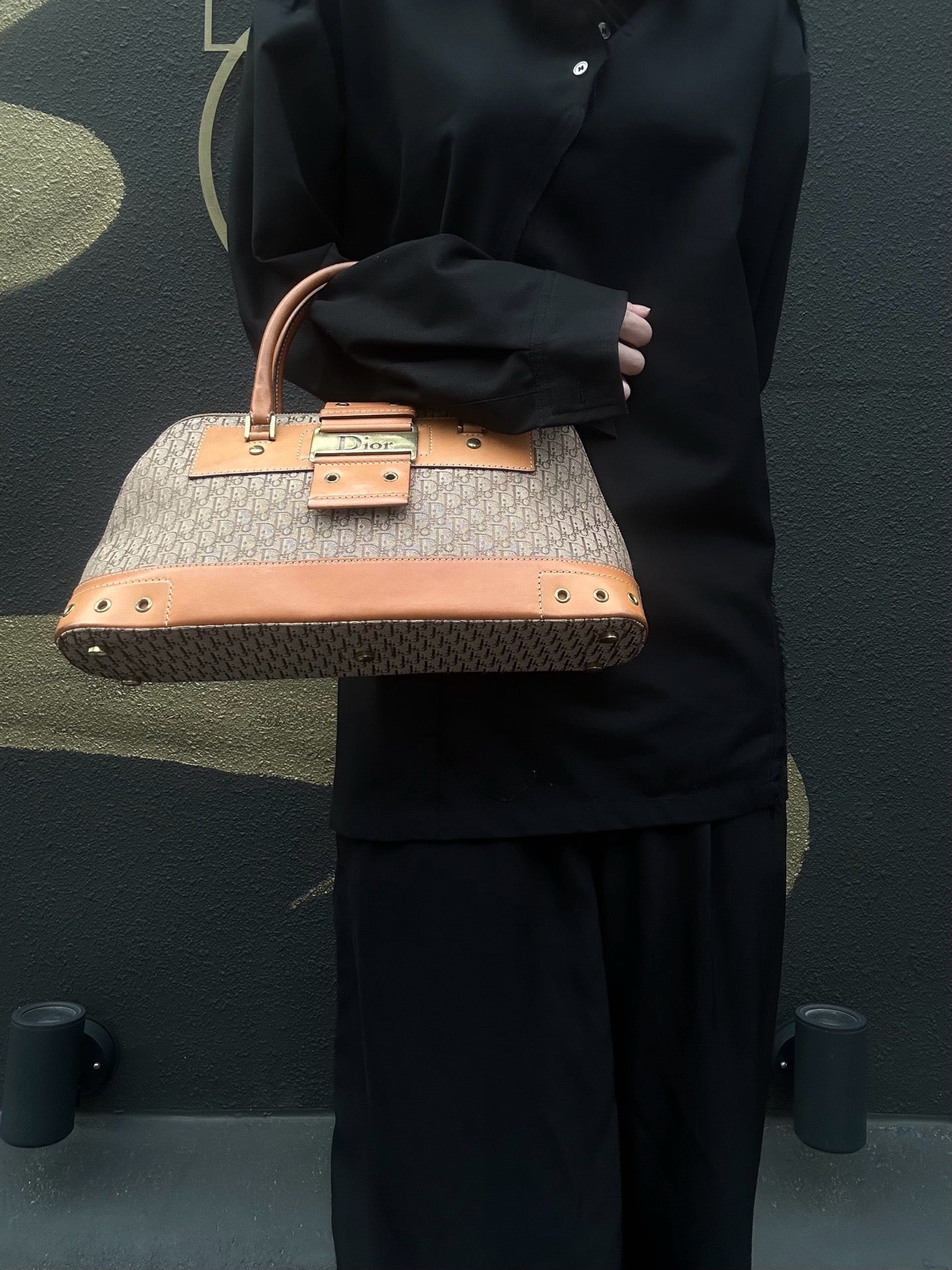 Dior Street Chic Trotter Handbag Brown with Gold Hardware, Dust Bag Included