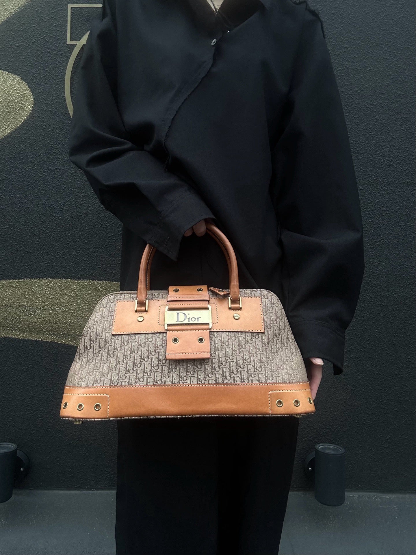 Dior Street Chic Trotter Handbag Brown with Gold Hardware, Dust Bag Included