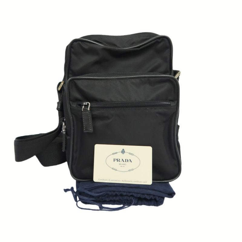 PRADA Shoulder Bag, Nylon Material, Black Color, with Dust Bag