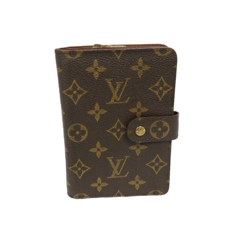 LOUIS VUITTON Monogram Porte Papier Zip Wallet, Brown, PVC Coated Canvas
