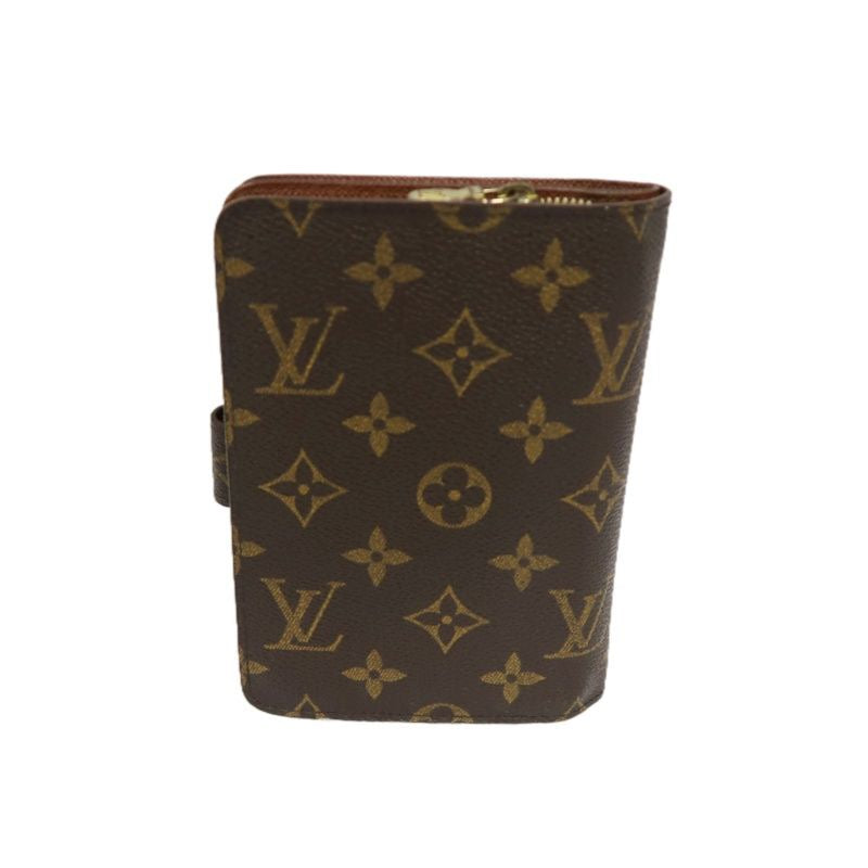 LOUIS VUITTON Monogram Porte Papier Zip Wallet, Brown, PVC Coated Canvas