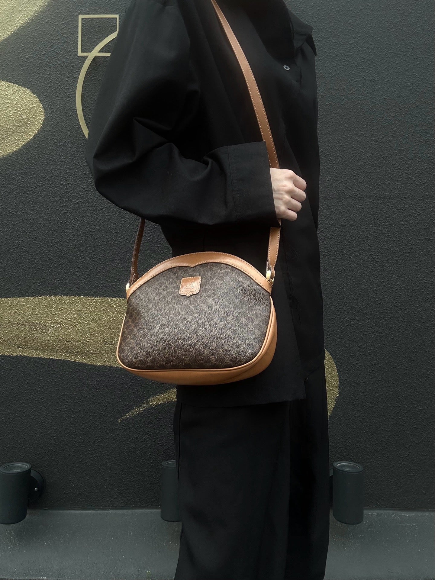 Celine Macadam Shoulder Bag Brown Celine Monogram PVC Apple Crossbody Bag