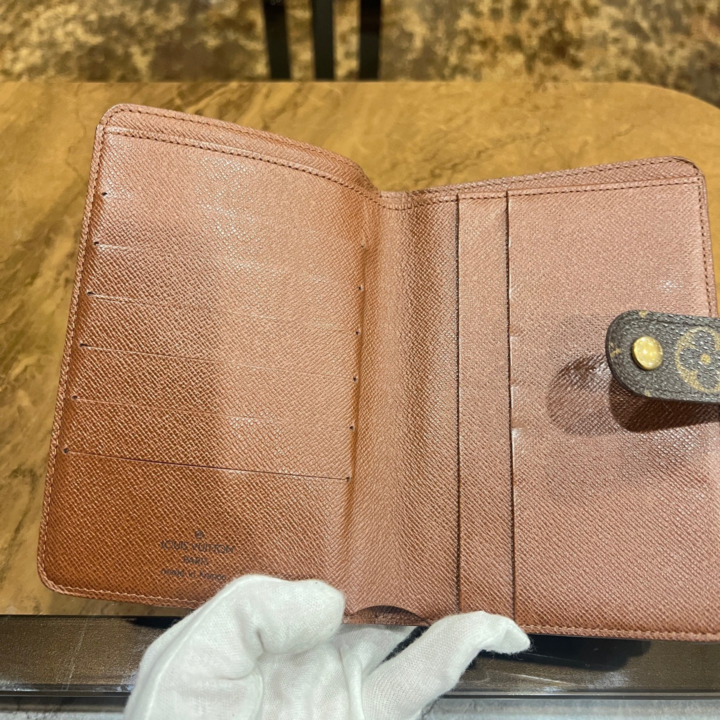 LOUIS VUITTON Monogram Porte Papier Zip Wallet, Brown, PVC Coated Canvas