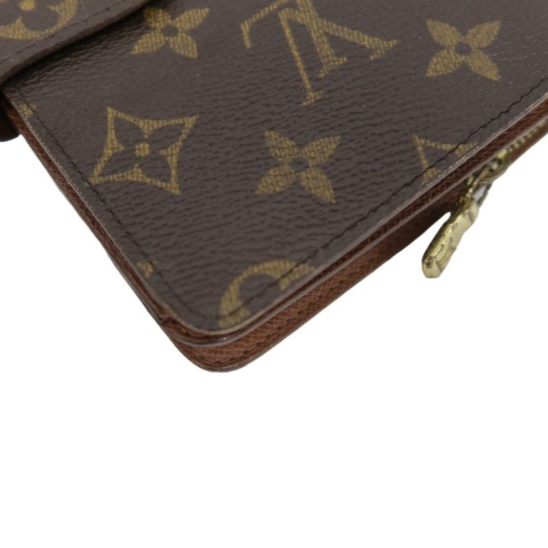 LOUIS VUITTON Monogram Porte Papier Zip Wallet, Brown, PVC Coated Canvas
