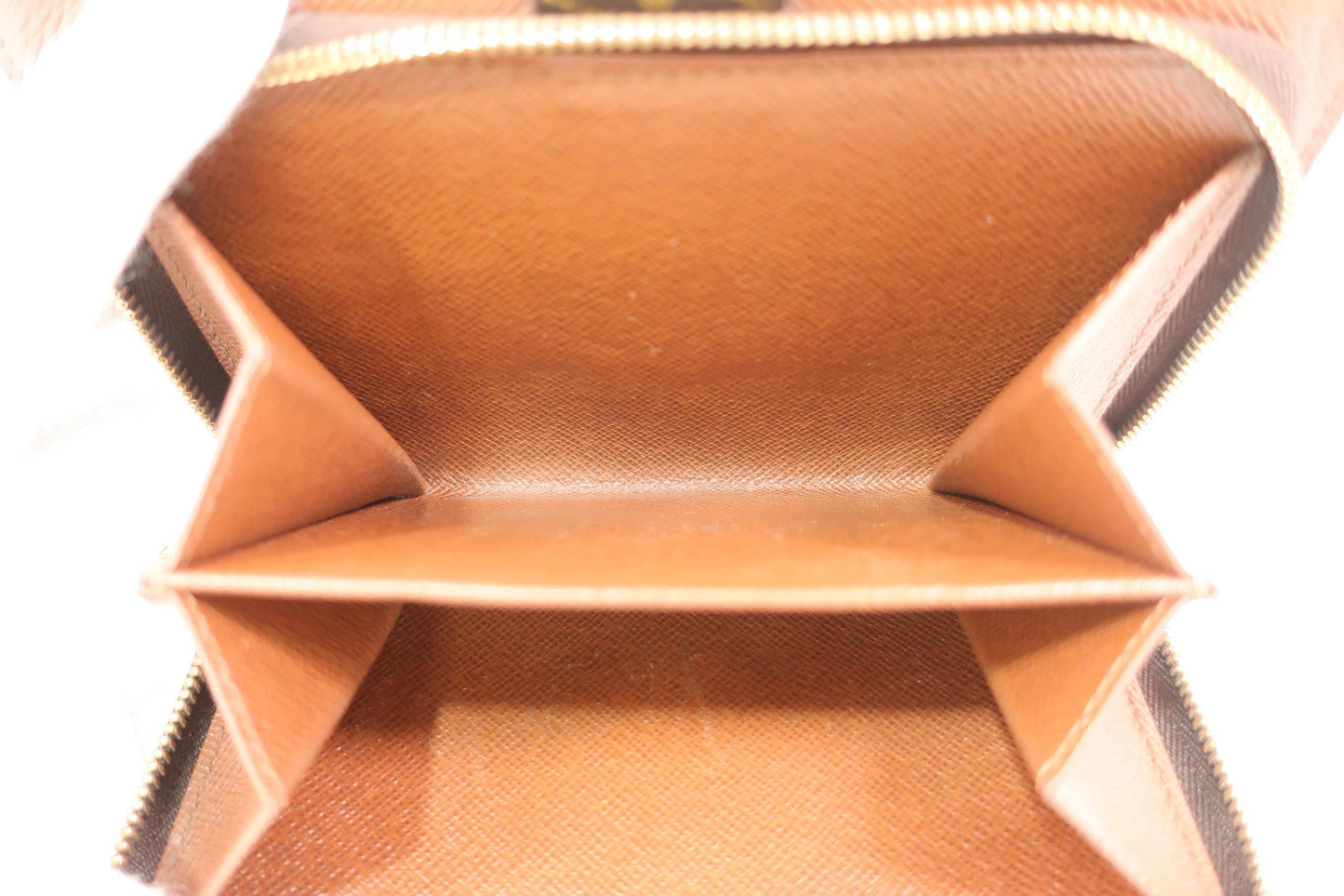 LOUIS VUITTON Monogram Porte Papier Zip Wallet, Brown, PVC Coated Canvas