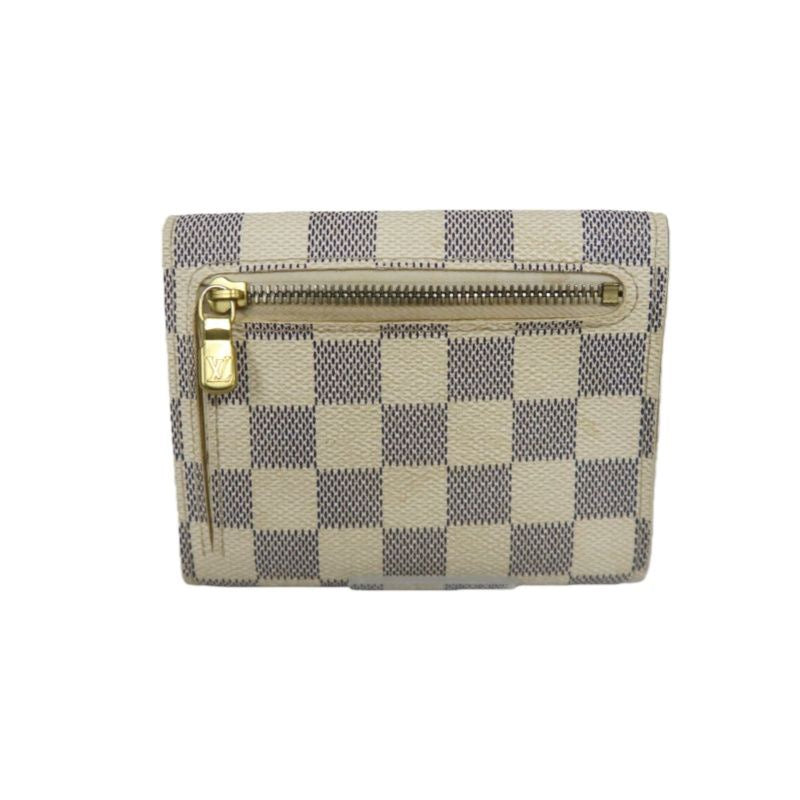 LOUIS VUITTON Portefeuille Koala Wallet, Damier Azur, White, Gold Hardware, With Initials Engraving, Box & Dust Bag