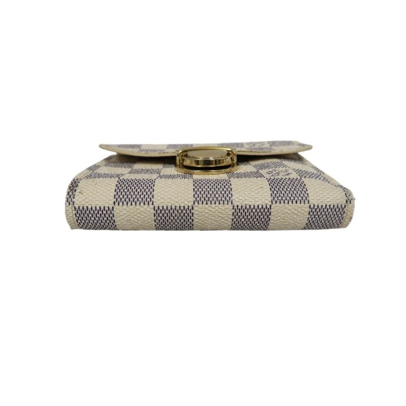 LOUIS VUITTON Portefeuille Koala Wallet, Damier Azur, White, Gold Hardware, With Initials Engraving, Box & Dust Bag