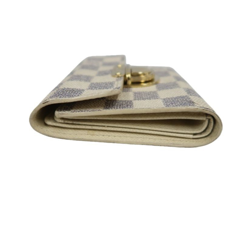 LOUIS VUITTON Portefeuille Koala Wallet, Damier Azur, White, Gold Hardware, With Initials Engraving, Box & Dust Bag