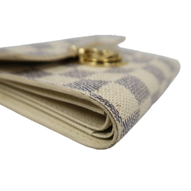 LOUIS VUITTON Portefeuille Koala Wallet, Damier Azur, White, Gold Hardware, With Initials Engraving, Box & Dust Bag
