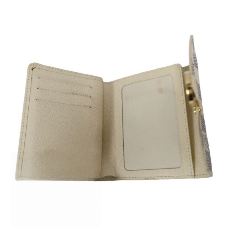 LOUIS VUITTON Portefeuille Koala Wallet, Damier Azur, White, Gold Hardware, With Initials Engraving, Box & Dust Bag
