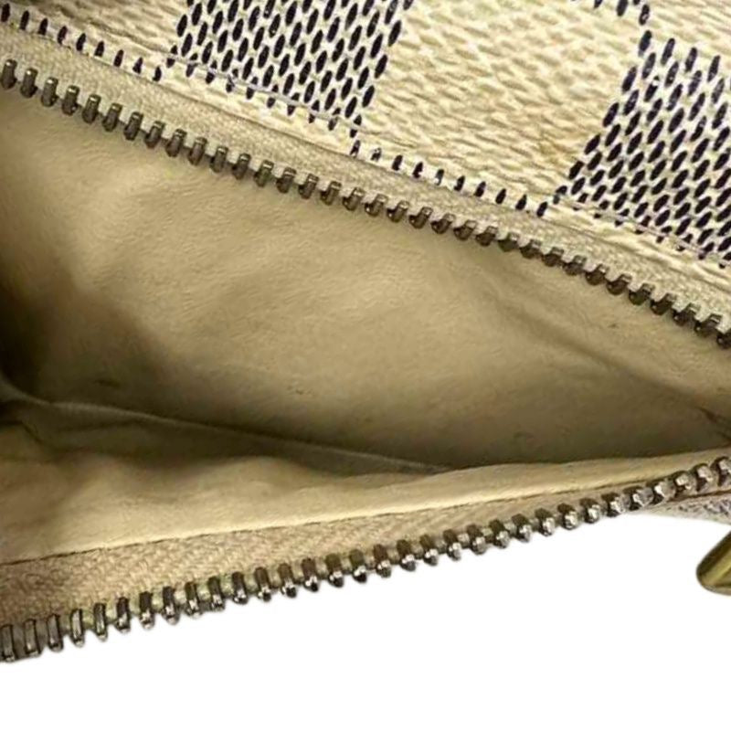 LOUIS VUITTON Portefeuille Koala Wallet, Damier Azur, White, Gold Hardware, With Initials Engraving, Box & Dust Bag