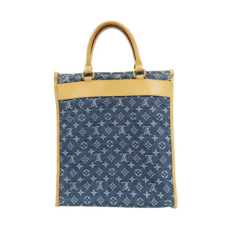 LOUIS VUITTON Monogram Denim Flat Shopper Handbag, Blue Denim Canvas Handbag