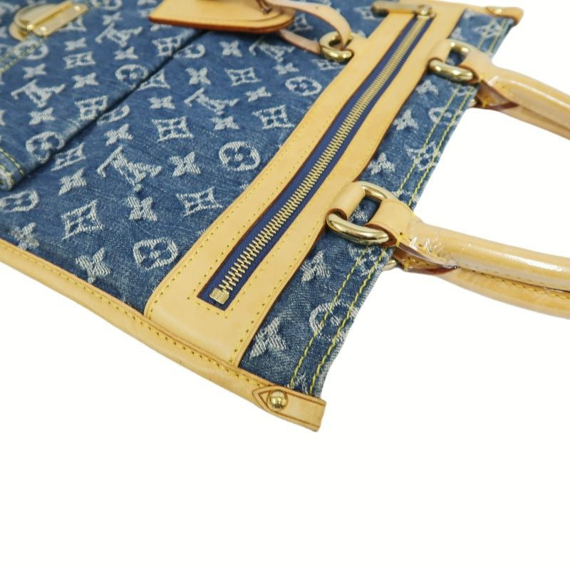 LOUIS VUITTON Monogram Denim Flat Shopper Handbag, Blue Denim Canvas Handbag