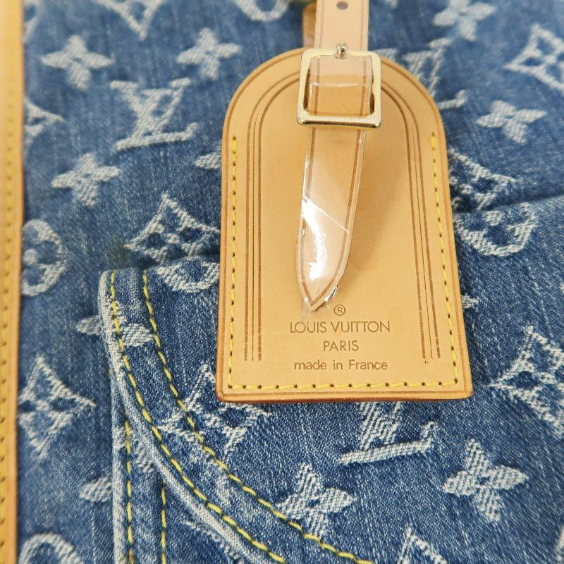 LOUIS VUITTON Monogram Denim Flat Shopper Handbag, Blue Denim Canvas Handbag