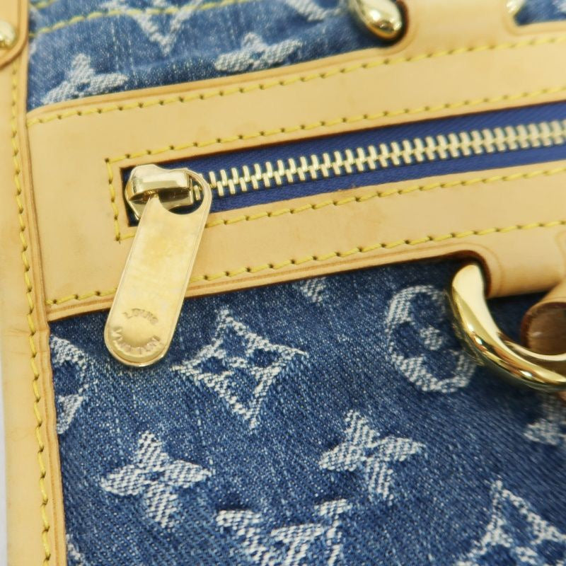 LOUIS VUITTON Monogram Denim Flat Shopper Handbag, Blue Denim Canvas Handbag