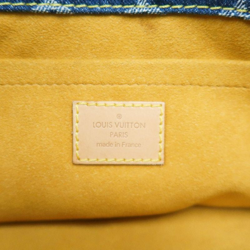 LOUIS VUITTON Monogram Denim Flat Shopper Handbag, Blue Denim Canvas Handbag