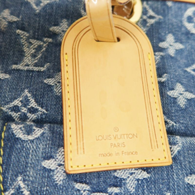 LOUIS VUITTON Monogram Denim Flat Shopper Handbag, Blue Denim Canvas Handbag