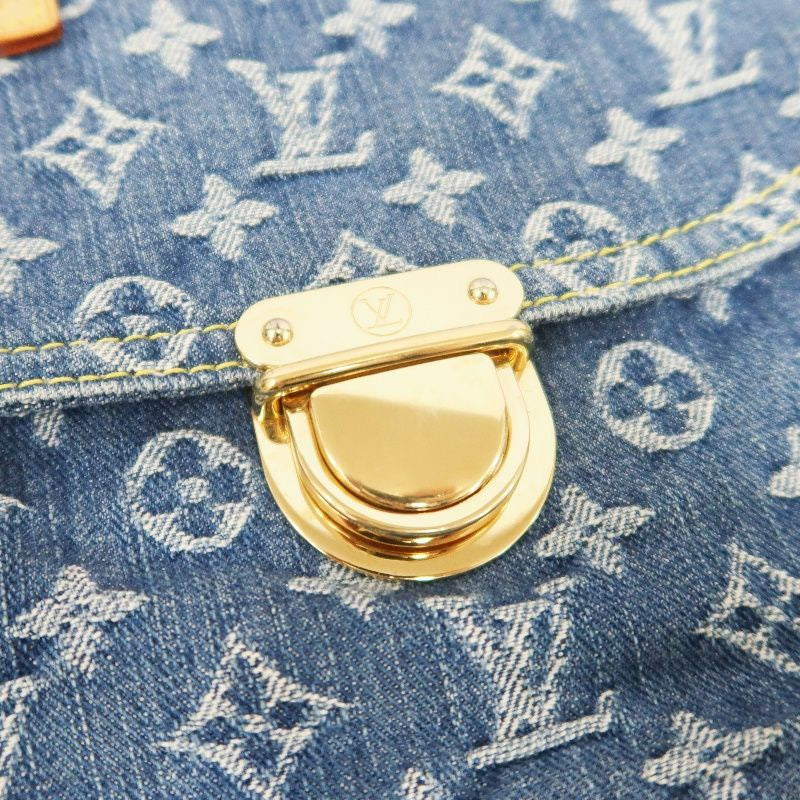 LOUIS VUITTON Monogram Denim Flat Shopper Handbag, Blue Denim Canvas Handbag