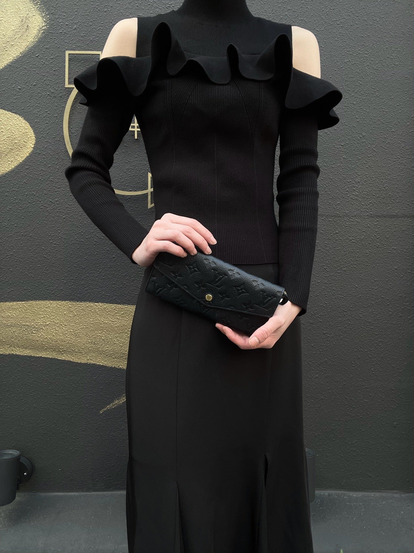 LOUIS VUITTON Portefeuille Curieuse, Empreinte, Long Wallet, Black, Gold Hardware, PVC Material