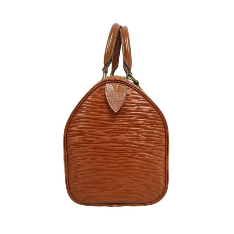 LOUIS VUITTON Speedy 25 Epi Leather Handbag, Brown, with Padlock
