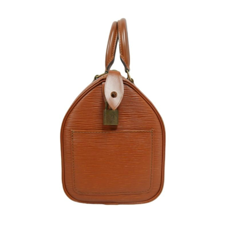 LOUIS VUITTON Speedy 25 Epi Leather Handbag, Brown, with Padlock