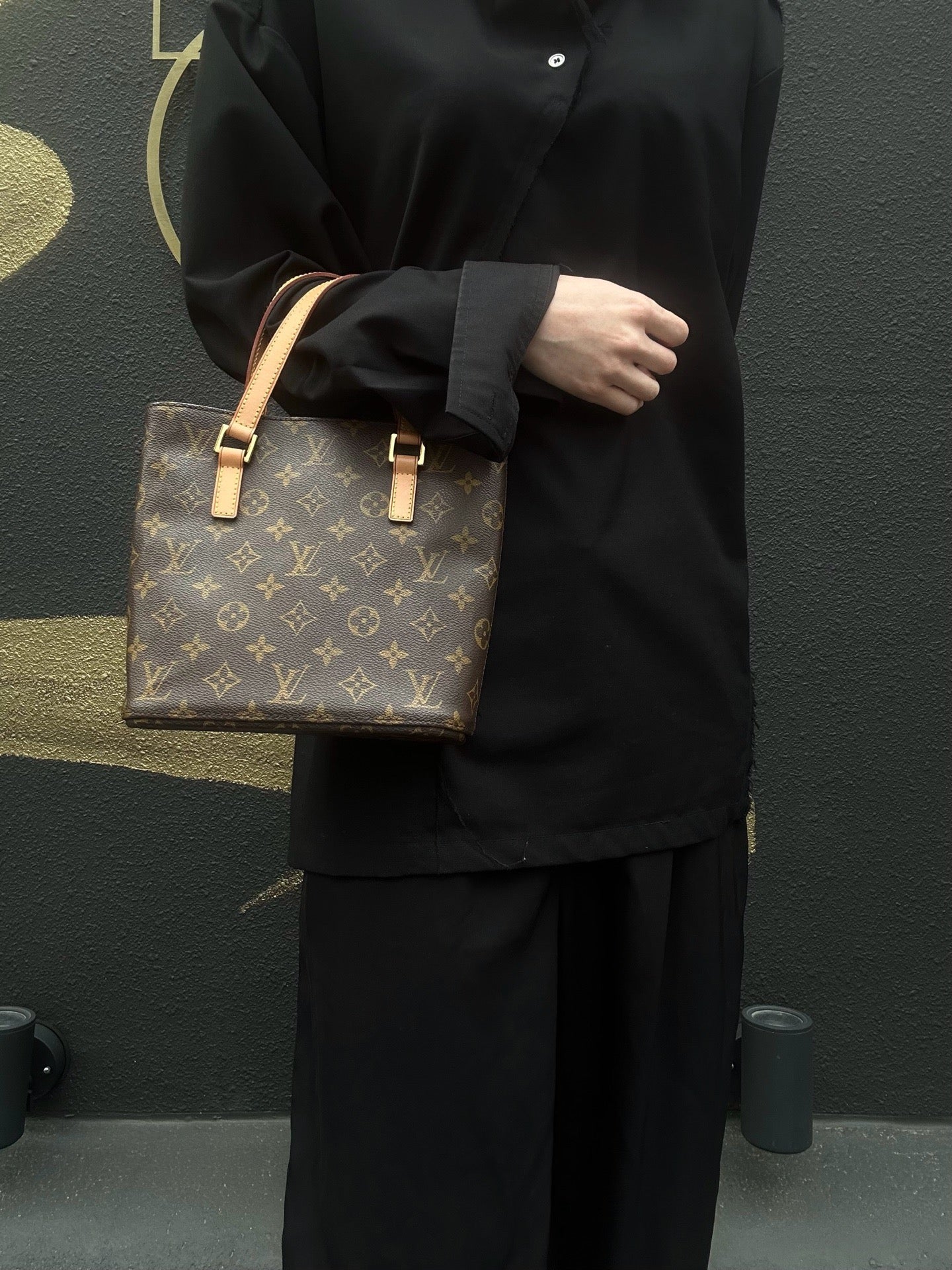 LOUIS VUITTON Monogram Vivian PM Handbag, Brown, PVC Material