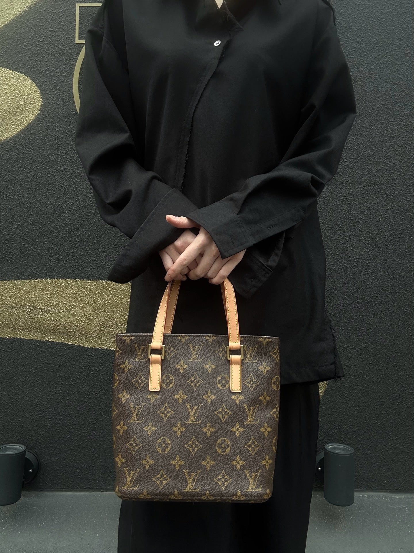 LOUIS VUITTON Monogram Vivian PM Handbag, Brown, PVC Material