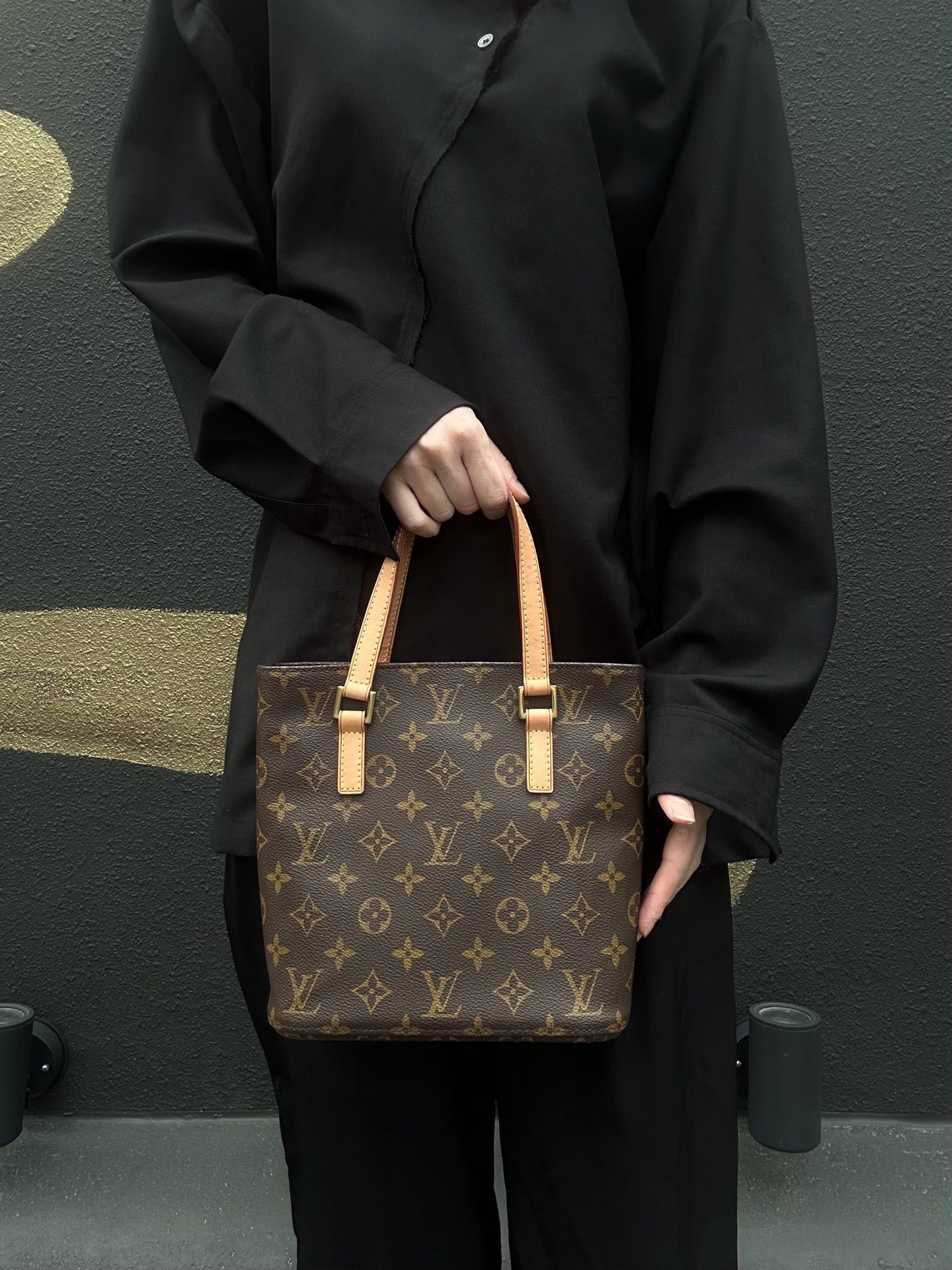 LOUIS VUITTON Monogram Vivian PM Handbag, Brown, PVC Material