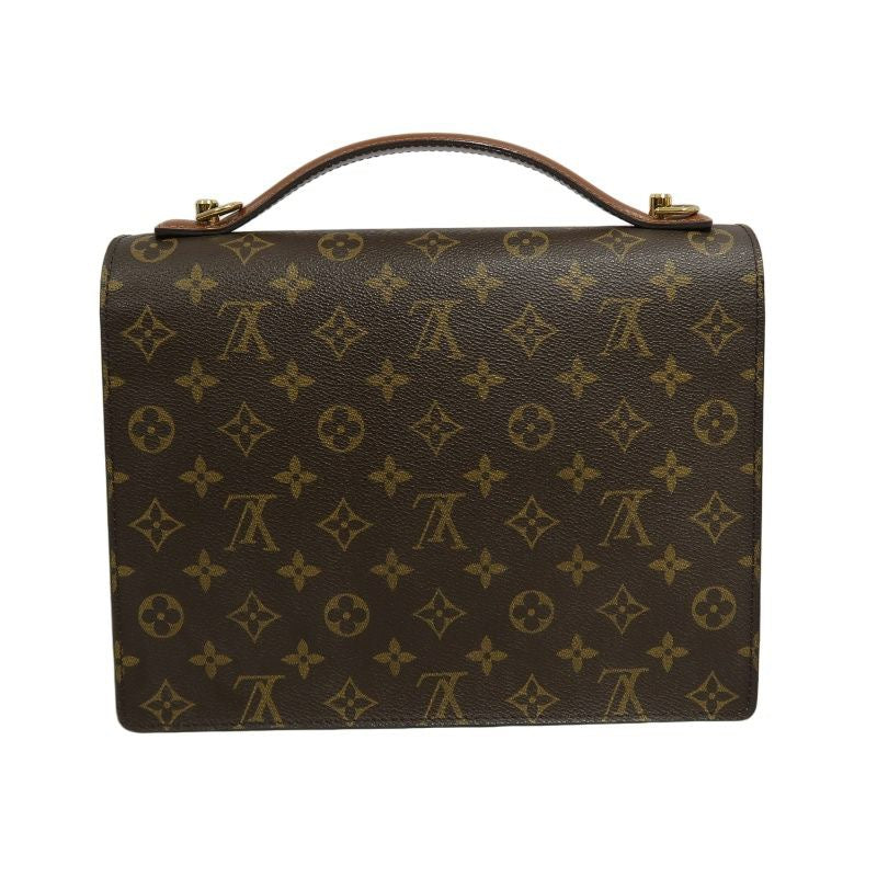 LOUIS VUITTON Monceau 28 Monogram Handbag, Brown, Gold Hardware, with Shoulder Strap and Two Keys, PVC Material
