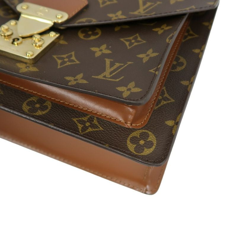 LOUIS VUITTON Monceau 28 Monogram Handbag, Brown, Gold Hardware, with Shoulder Strap and Two Keys, PVC Material