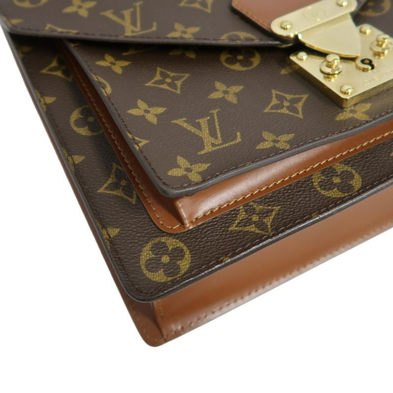LOUIS VUITTON Monceau 28 Monogram Handbag, Brown, Gold Hardware, with Shoulder Strap and Two Keys, PVC Material