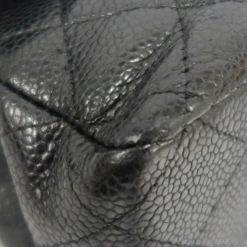 Chanel Classic Flap Shoulder Bag, Black Caviar Leather, Iconic Turn-lock Closure, Leather-woven Chain Strap, Premium Hardware, Timeless Luxury Handbag