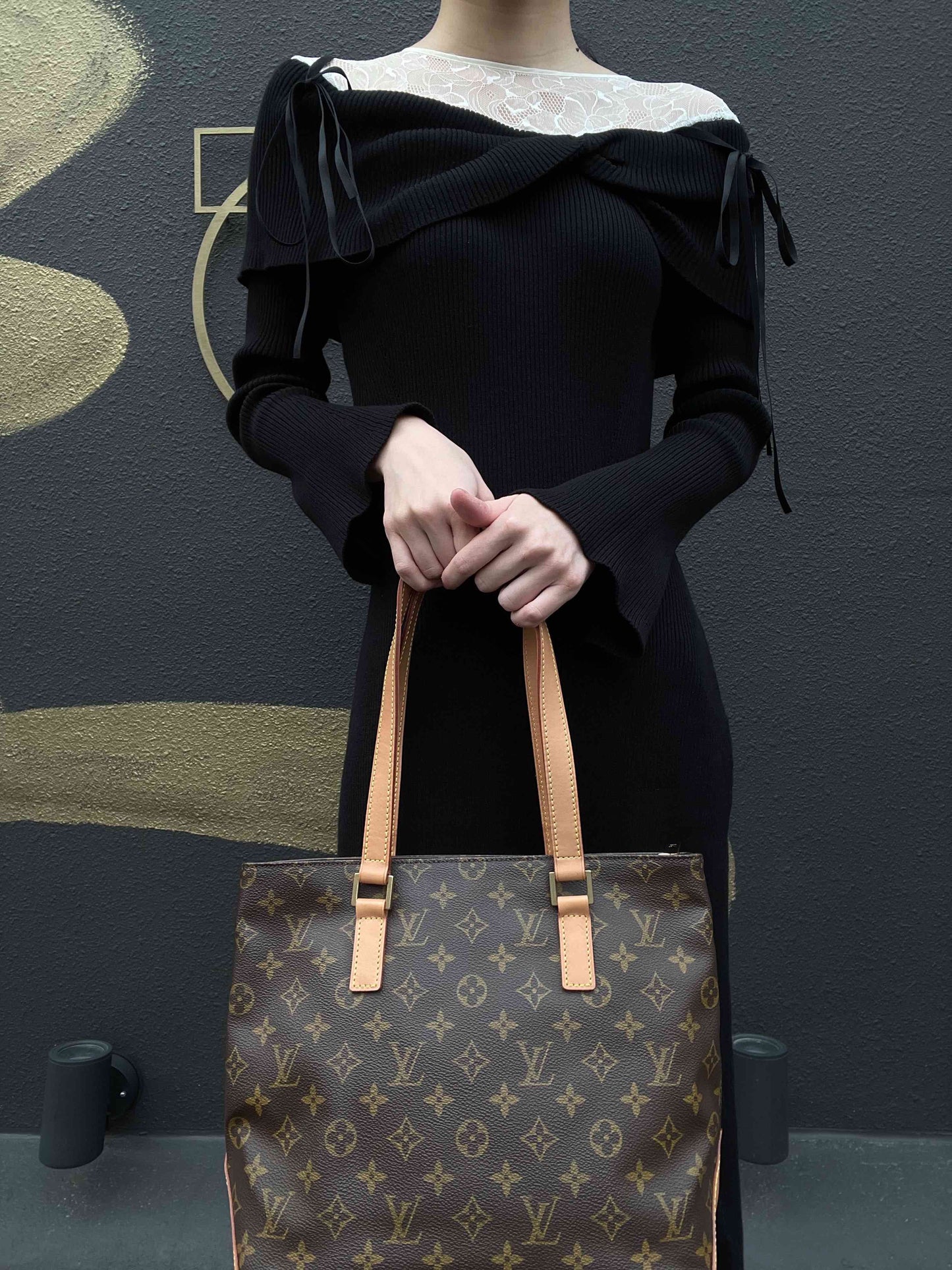 LOUIS VUITTON Cabas Piano Monogram Tote Bag, Brown, PVC Material, Shoulder Bag